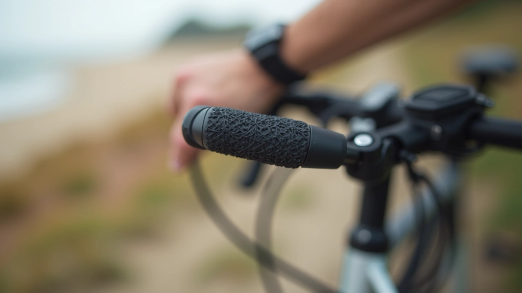 Velosipēda stūra vidēšana ar mīkstajām rokturlēm, noņemtas augstuma pozīcijas parādīšanai